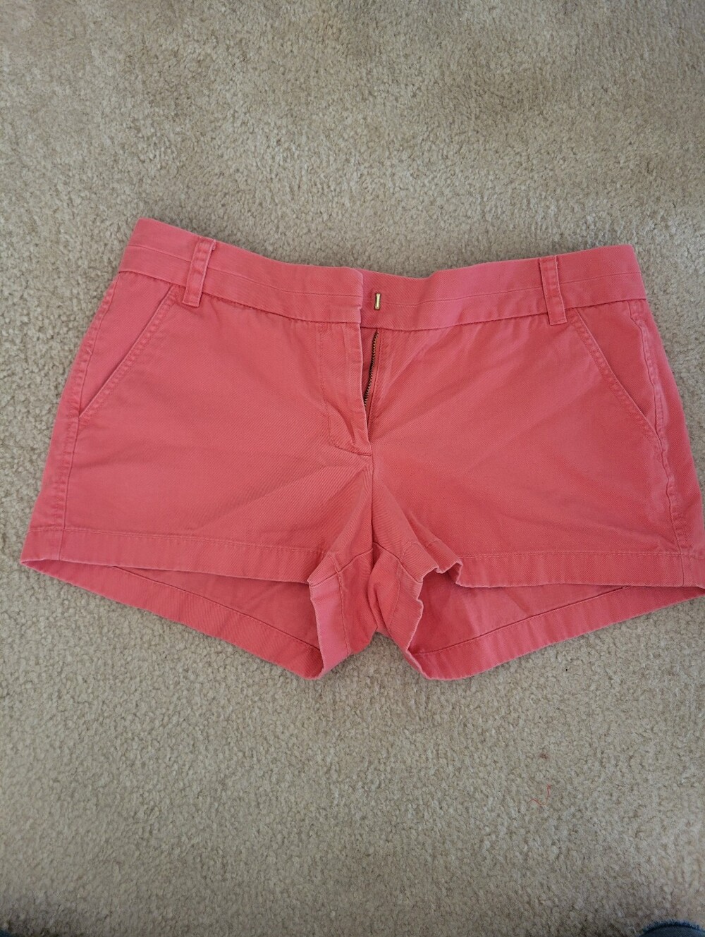 J. Crew Women's Chino Shorts Size 10 Coral Pink Broken-In Classic Twill Cotton